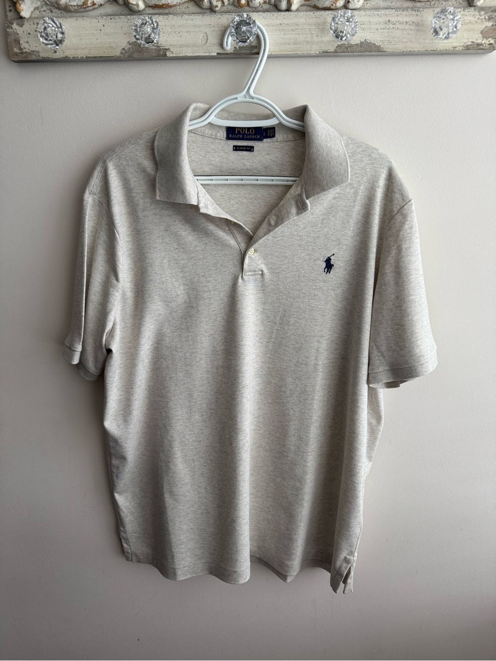 Polo by Ralph Lauren Beige Short-Sleeve Polo with Navy Pony